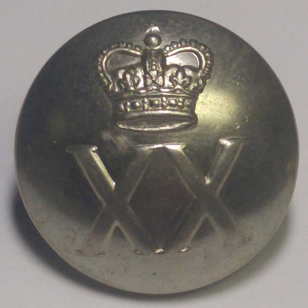 XX (20th) Regiment, Domed, Chrome, 25mm (1")