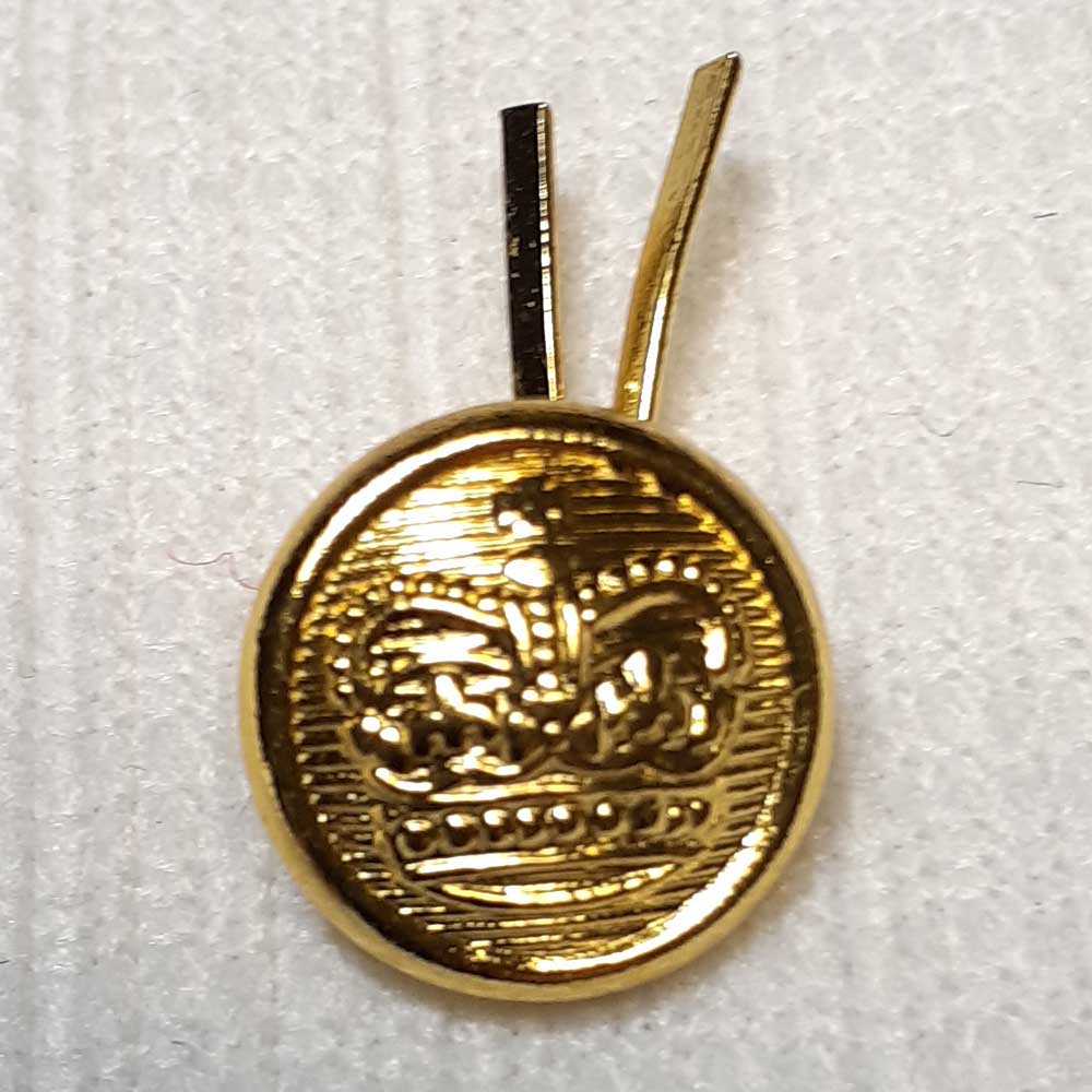 Cap Button, Gold with Crown, 12.7mm (1/2")