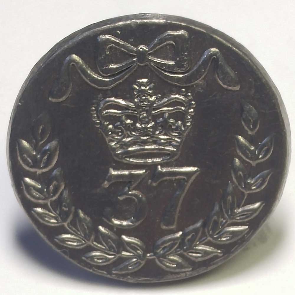 37th Regiment, Pewter, 7/8" - Click Image to Close