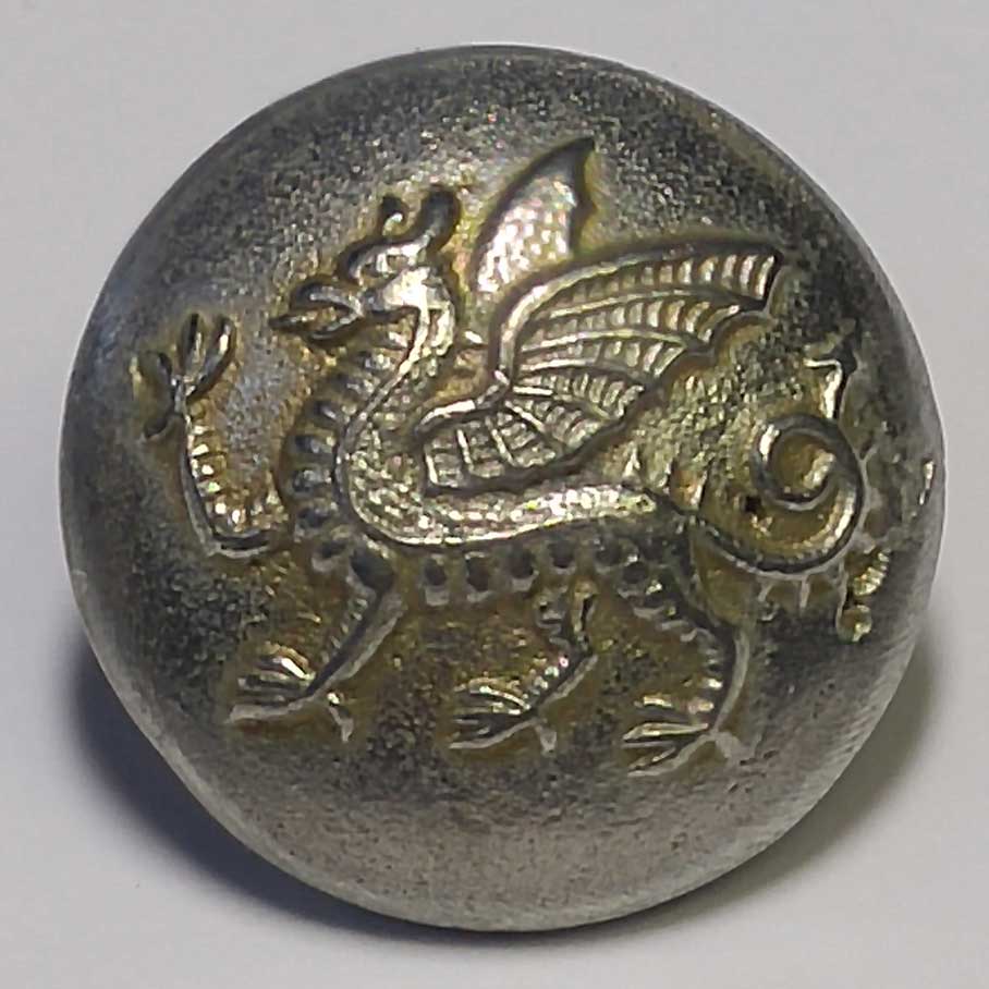 Dragon, Pewter, Domed, 3/4" - Click Image to Close
