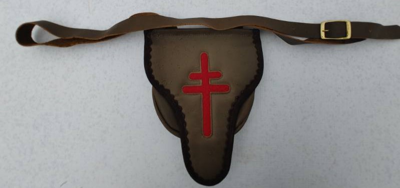 (image for) Leather Bag with Cross of Lorraine, Buckle Strap, Brown