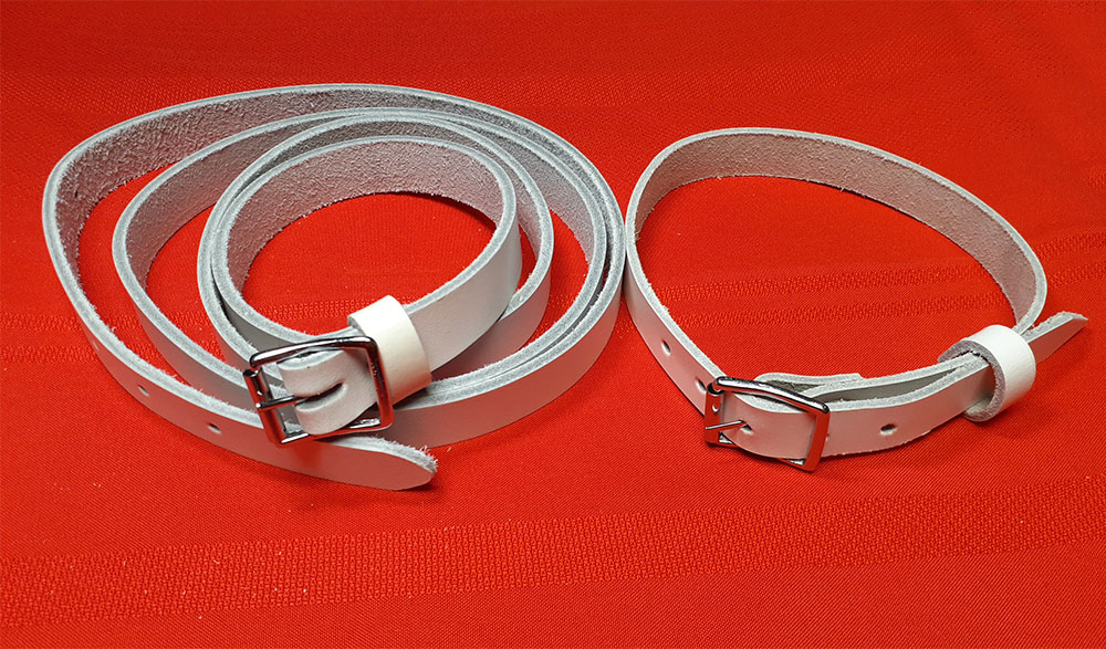 Leather Belts, White with Chrome Buckles