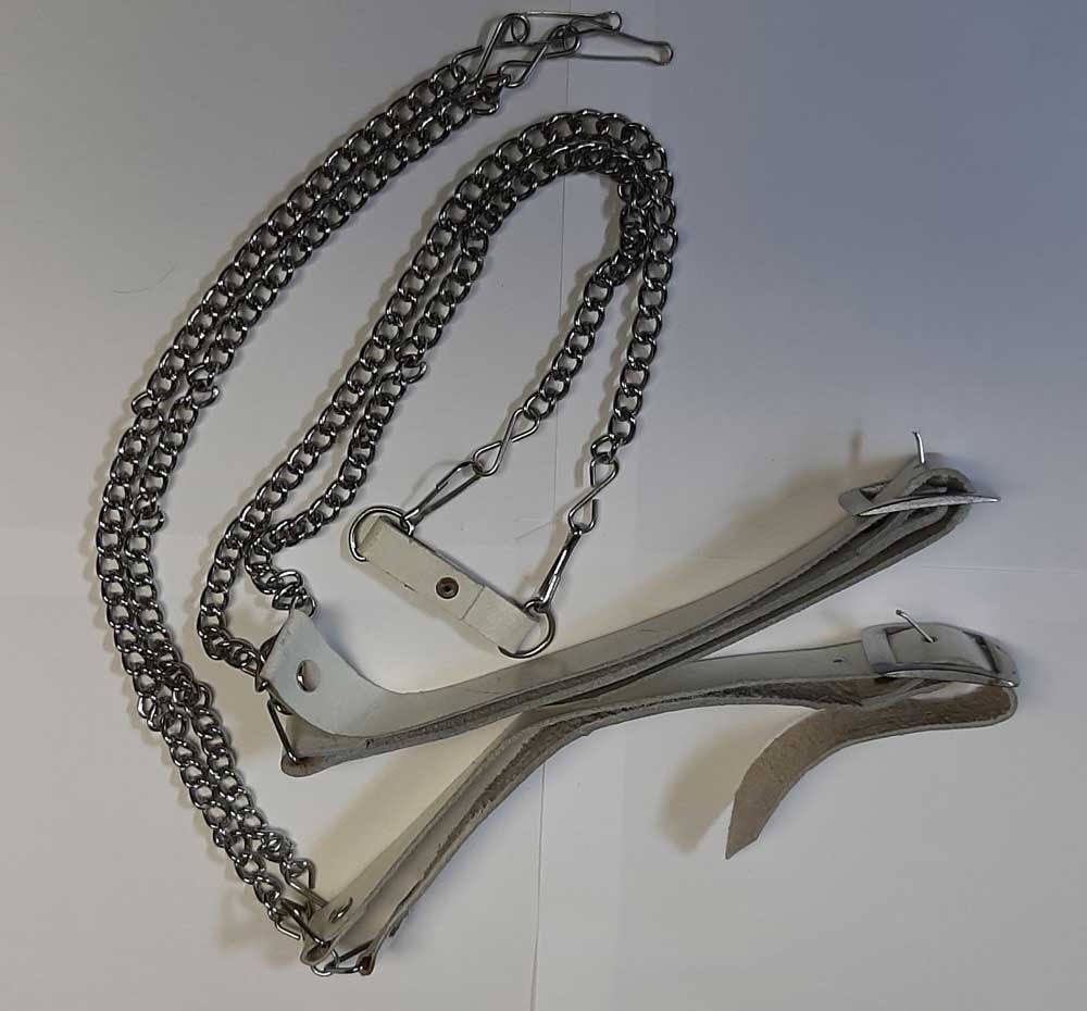 Sporran Belts: Chrome Chain with White Leather (used)