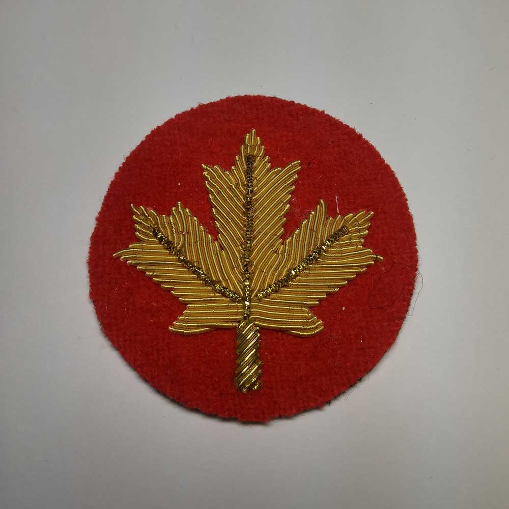 Turnback Tacks: Maple Leaf, Gold with Red Backing