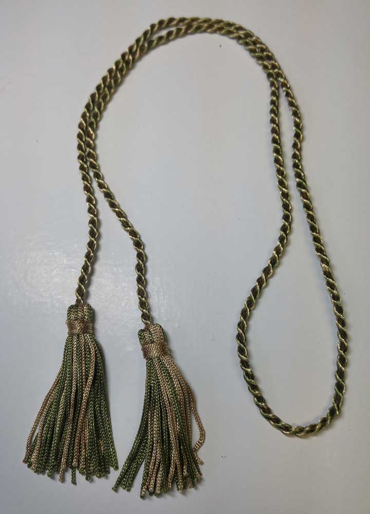 Cord with Tassels, Green & Gold, Small - Click Image to Close