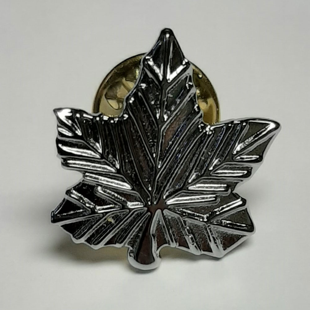 Maple Leaf Lapel Pin, Nickel, 5/8”x5/8”