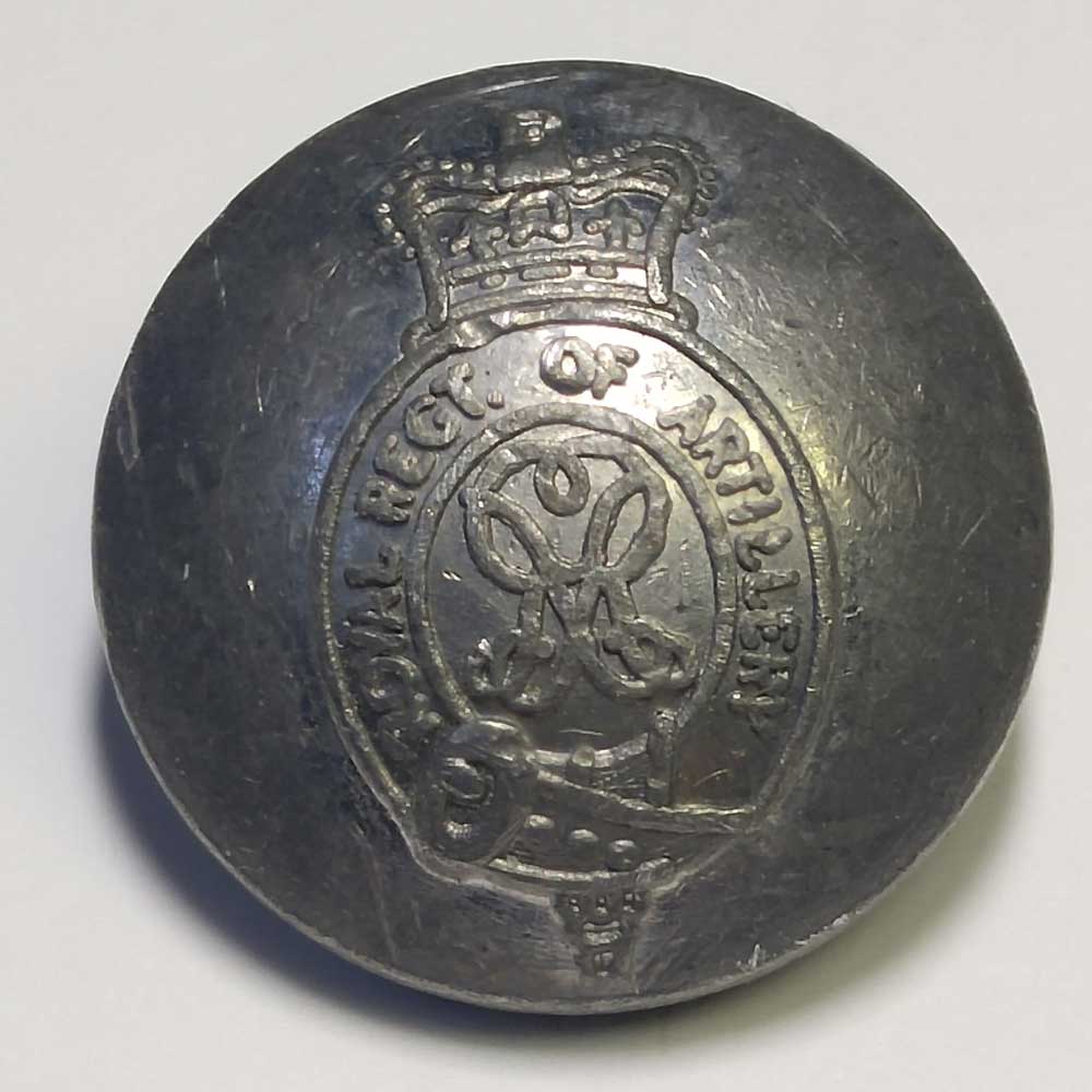 Royal Artillery, Pewter, Domed, 3/4" - Click Image to Close