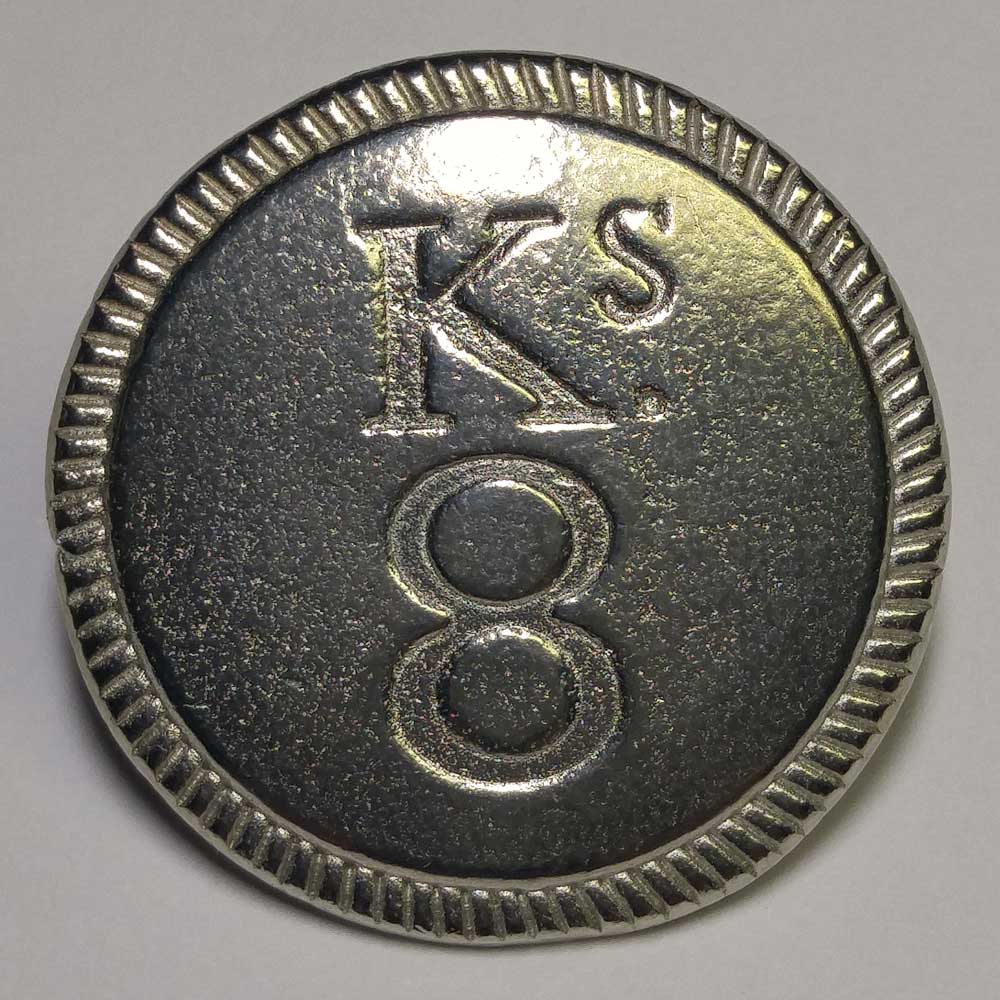 King's 8th Regiment, Pewter, 7/8" - Click Image to Close