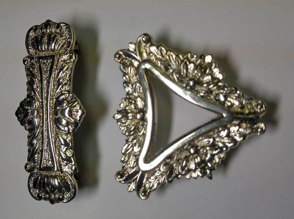 Buckle Set: Keeper & Sheidl Piece, Hussar, Nickel, 2" - Click Image to Close