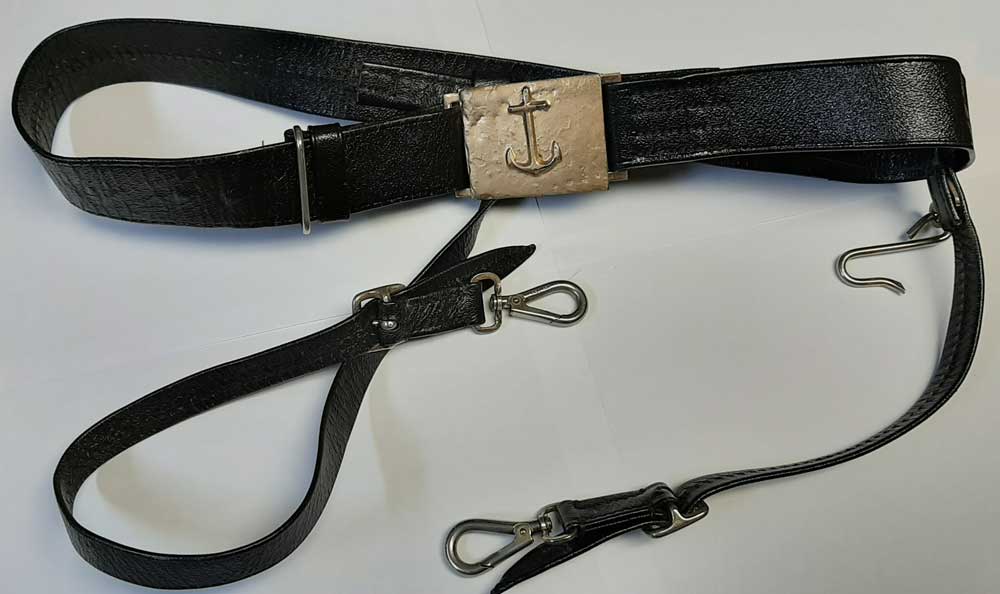 Sword Waist Belt - Naval Buckle, Black (used) - Click Image to Close
