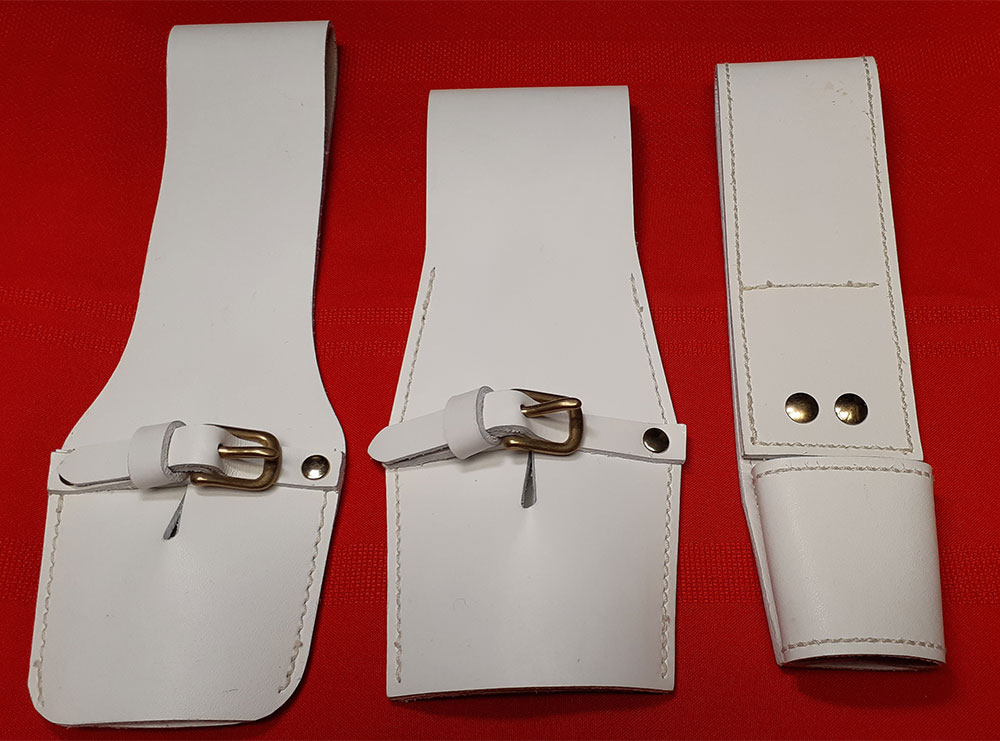 Dress Bayonet Frogs: Military, White Leather - Click Image to Close