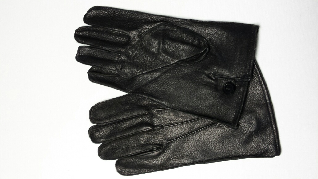 Genuine Leather Gloves, Officers, Black, Med - Click Image to Close