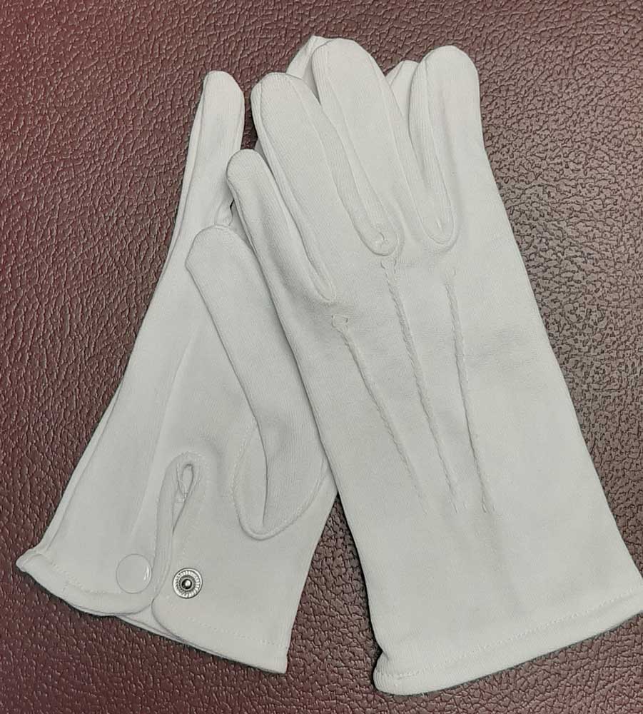 Gloves: Nylon White Dress, Button Clasps, One Size Fits All - Click Image to Close