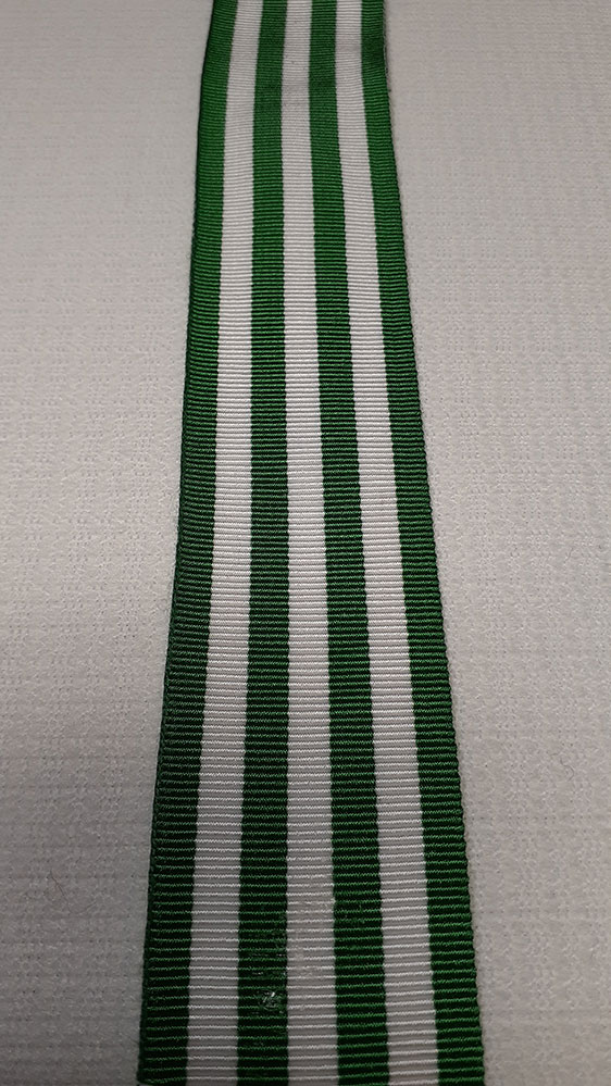 Ribbon: Green with White Stripes, 38mm (1-1/2") - Click Image to Close