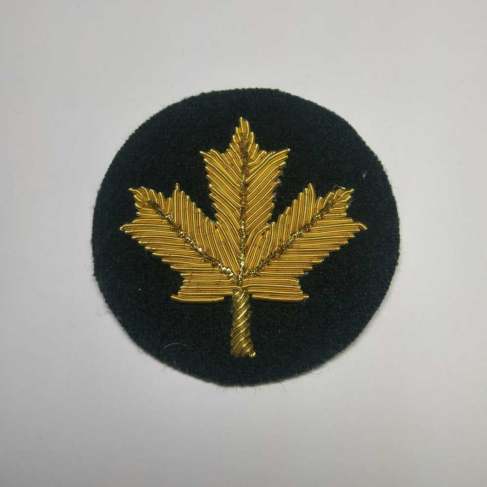 Turnback Tacks: Maple Leaf, Gold with Green Backing - Click Image to Close