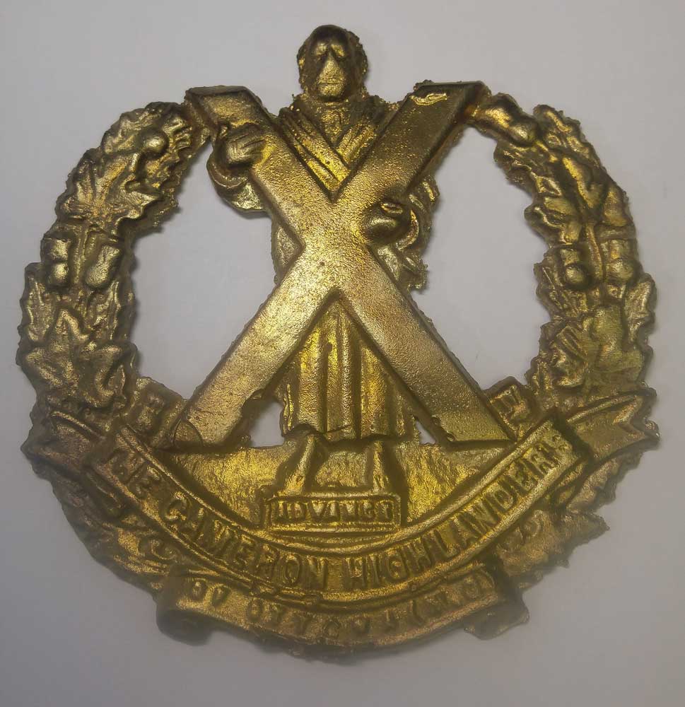 Plate: Cameron Highlanders of Ottawa, Brass Crest, Lg - Click Image to Close