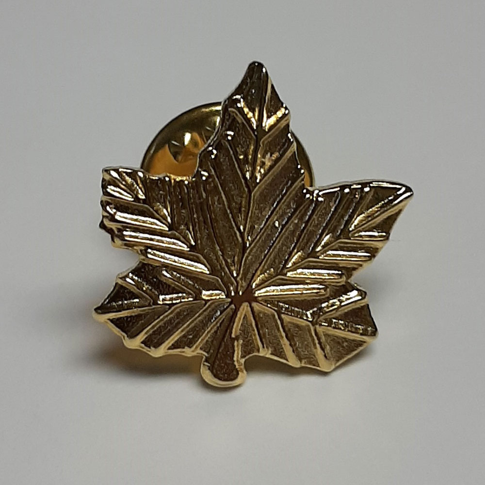 Maple Leaf Lapel Pin, Gold, 5/8”x5/8” - Click Image to Close