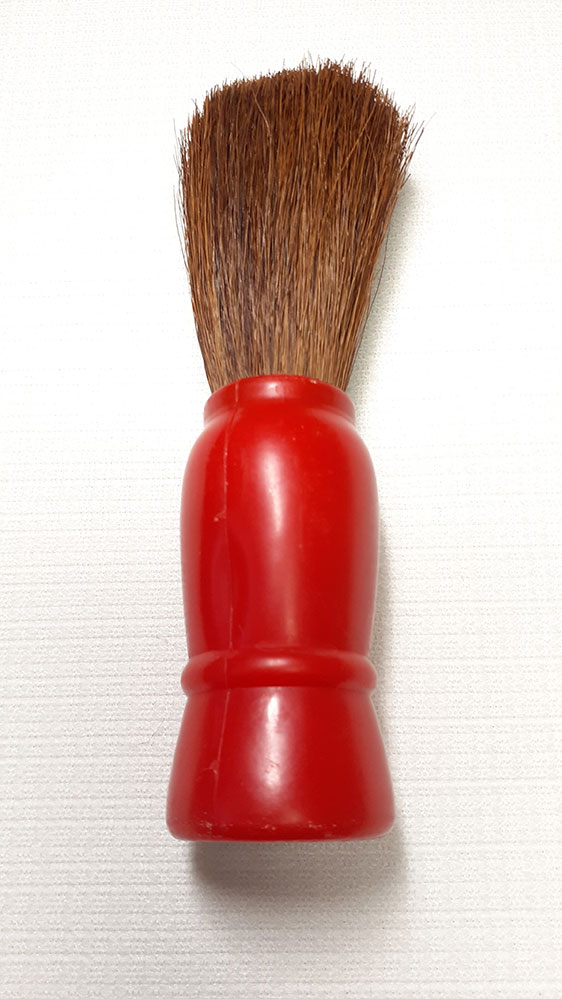 Shaving Brush, Horsehair, Faux Red Handle