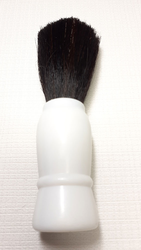 Shaving Brush, Horsehair, Faux White Handle